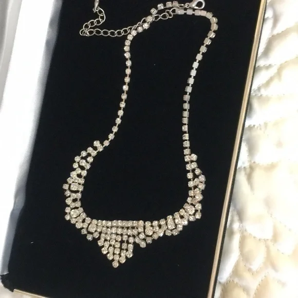 Rhinestone Necklace collar & Earrings Set crystal - Picture 7 of 16